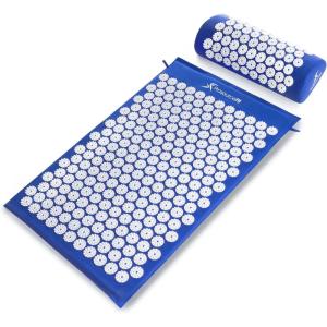 ProsourceFit Acupressure Mat and Pillow Set for Back/Neck Pain Relief and Muscle Relaxation(Blue/White)