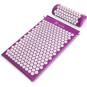 ProsourceFit Acupressure Mat and Pillow Set for Back/Neck Pain Relief and Muscle Relaxation(Purpule/White)