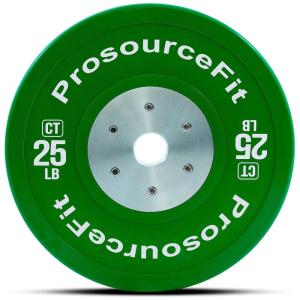 ProsourceFit Competition Color Training Bumper Plates, Rubber with Steel Insert, 25lb, Calibrated for Strength Exercise and Cross Conditioning, Power Lifting, Weighted Workouts