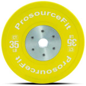 ProsourceFit Competition Color Training Bumper Plates, Rubber with Steel Insert, 35lb, Calibrated for Strength Exercise and Cross Conditioning, Power Lifting, Weighted Workouts