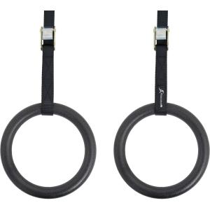 ProsourceFit Fitness Gymnastics Rings with Straps for Total Body Conditioning at Home(Black – Lexan)