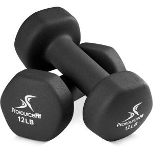 ProsourceFit Neoprene Dumbbell Coated for Non-Slip Grip, 12 lb