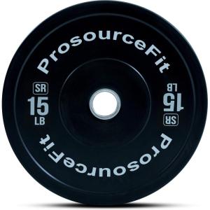 ProsourceFit Solid Rubber Bumper Plates (Sold Individually) with Steel Insert, for Strength Training and Cross Conditioning, Power Lifting